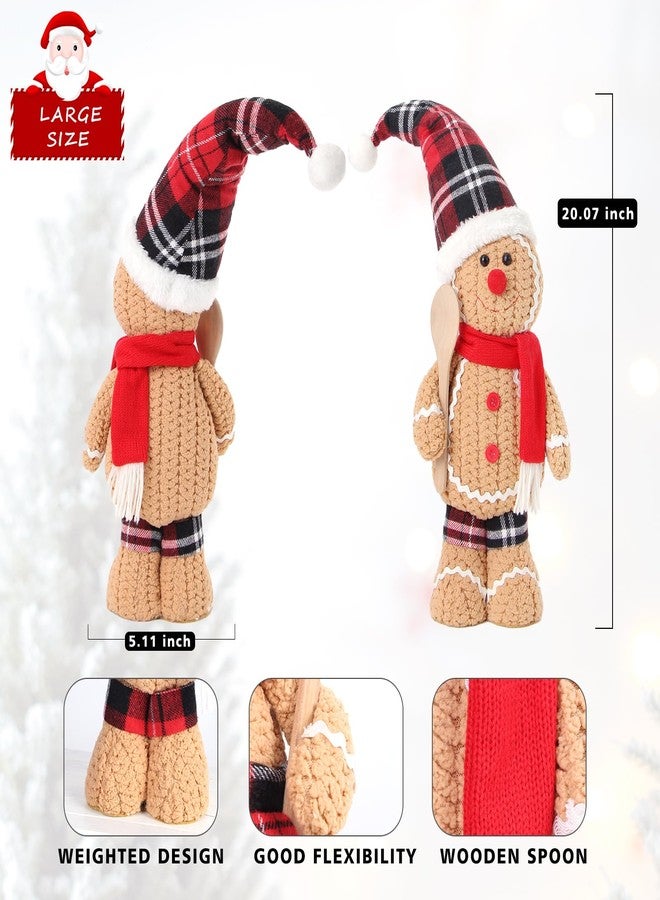 BWFY 22 Inch Large Size Christmas Gingerbread Plush,2PCS Gingerbread Man Christmas Decoration Boy & Girl Figures - Image 2